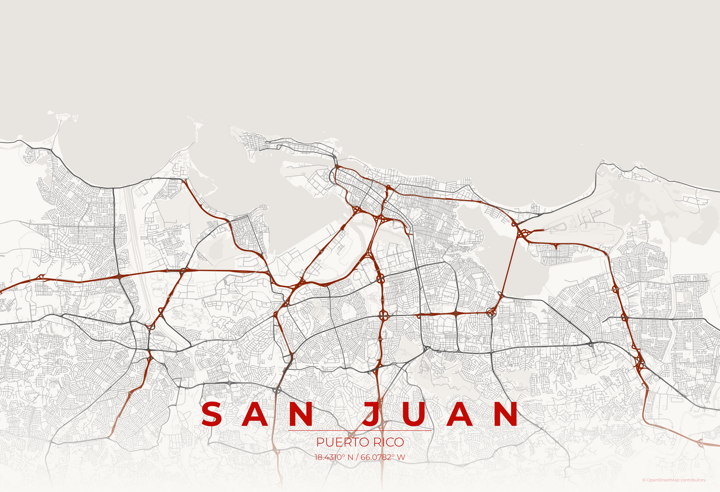 San Juan — Japanese Ink Map Print