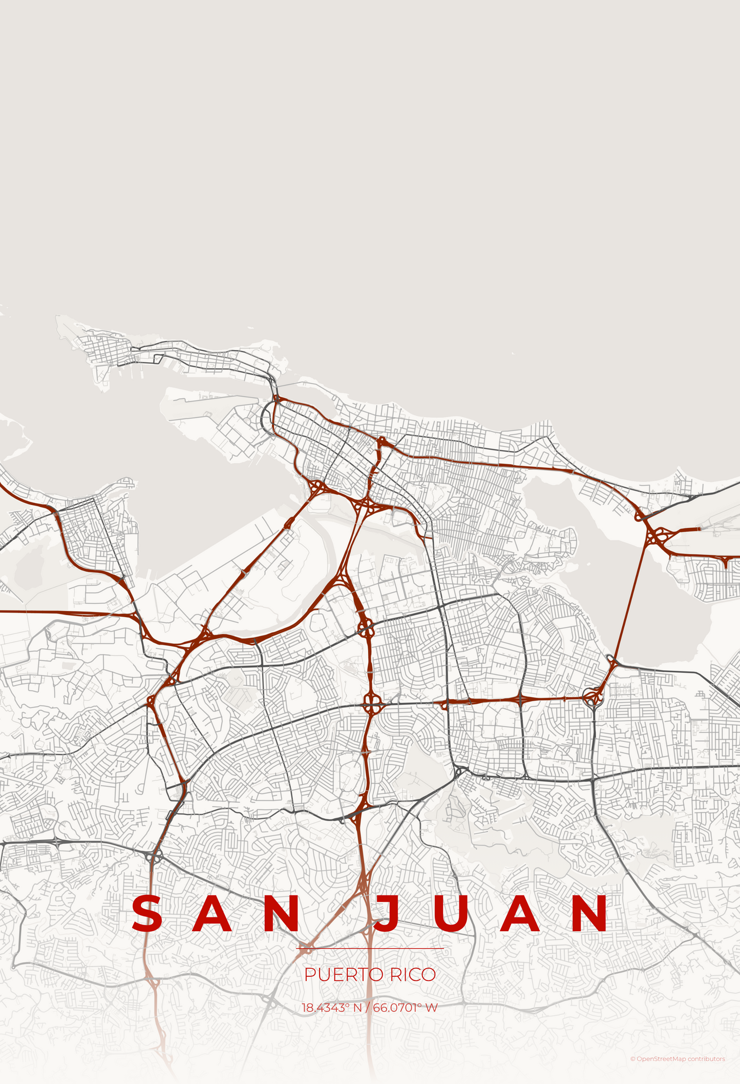 San Juan — Japanese Ink Map Print