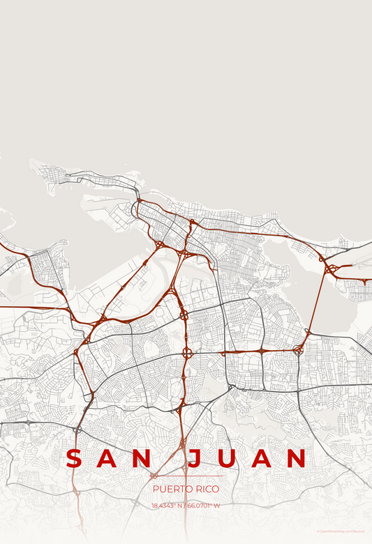 San Juan — Japanese Ink Map Print