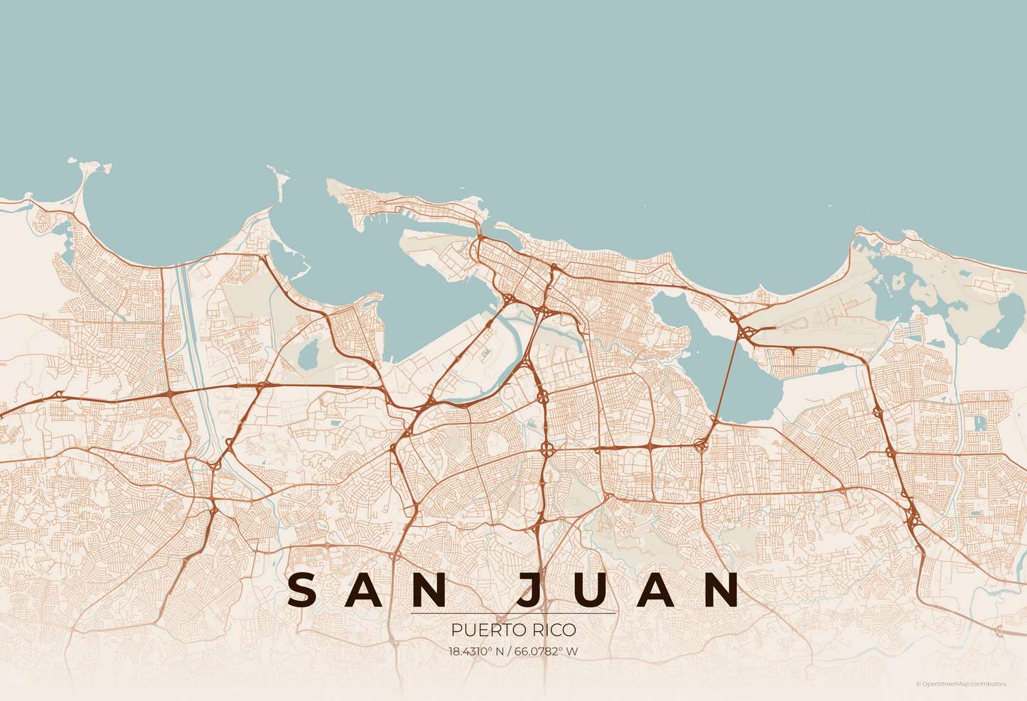 San Juan — Terracotta Map Print