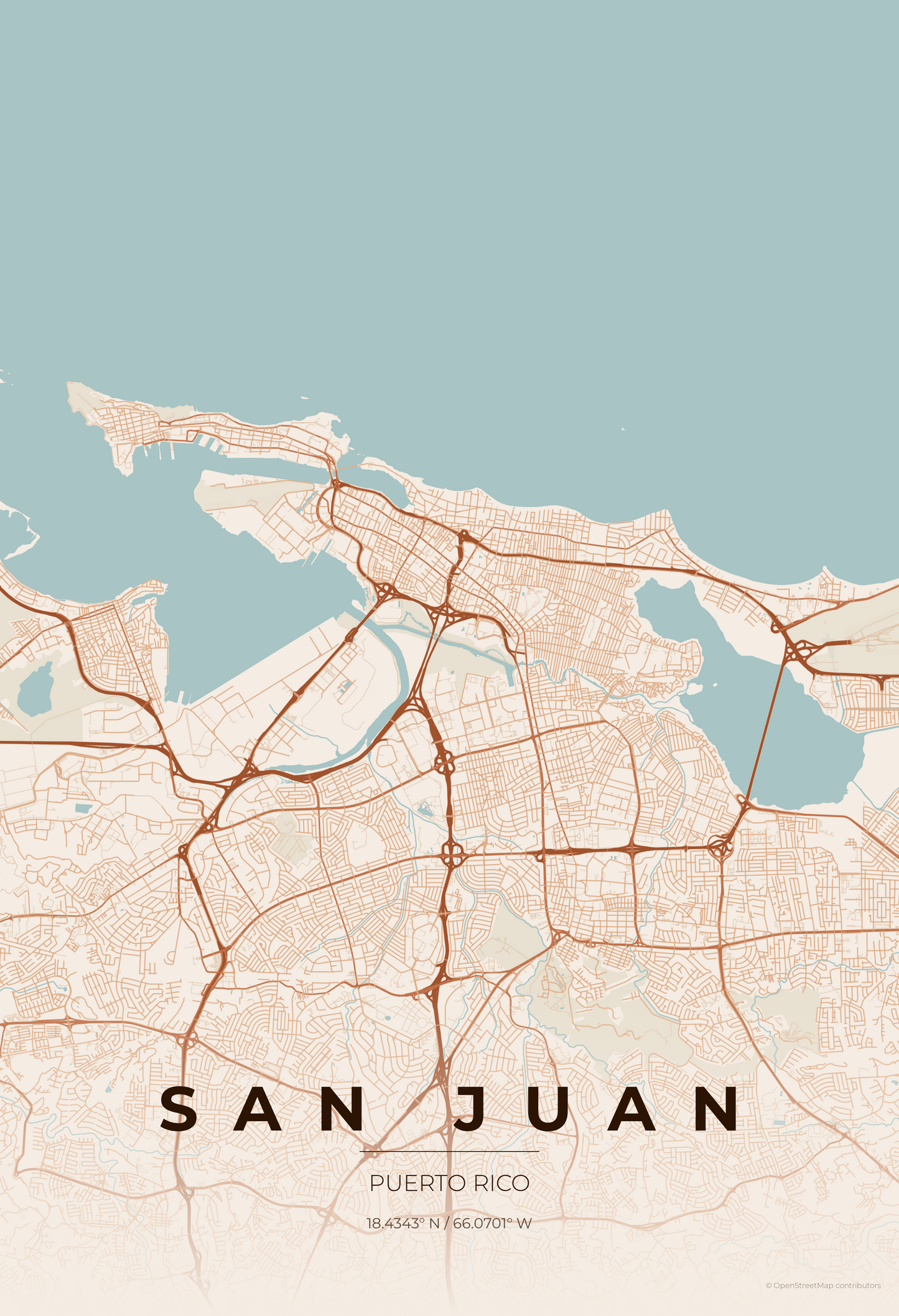 San Juan — Terracotta Map Print