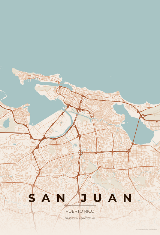 San Juan — Terracotta Map Print